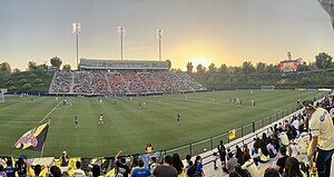 Club América Femenil playing against Angel City at Titan Stadium during the 2024 Summer Cup