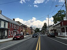 View east along U.S. Route 40 Alternate (Baltimore Street) between Westside Avenue and Antietam Street
