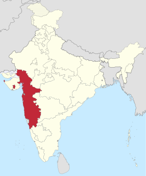 The map of India showing Bombay