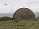 Disused RAF training gunnery dome and a Spitfire