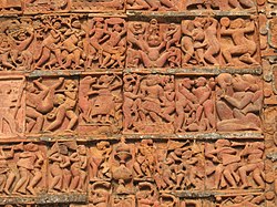 Terracota carvings in Radhabinode temple at Jaydev Kenduli