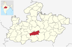 Location of Hoshangabad district in Madhya Pradesh