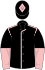 Black, pink seams, halved sleeves and diamond on cap