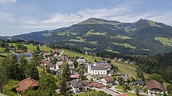 View of Sankt Koloman above Salzach valley