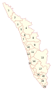 Constituencies in Kerala for the Lok Sabha 2014. Numbers represent the constituency number noted in the table.
