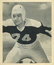 Olsonoski's Bowman card showing a black and white photo of him in uniform