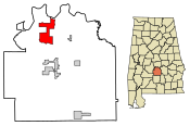 Location of White Hall in Lowndes County, Alabama.