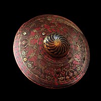 16-17th century Ottoman cavalvry shield with niello on central boss