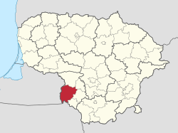 Location of Vilkaviškis district municipality within Lithuania