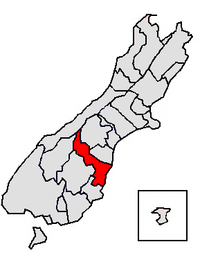 Location of the Waitaki District within the South Island