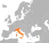 Location map for Cyprus and Italy.