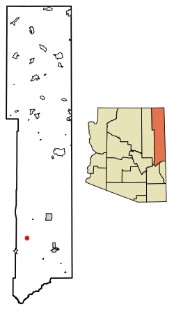 Location of Vernon in Apache County, Arizona.