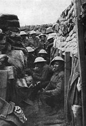 Men of the Australian 53rd Battalion photographed in the trenches at Fromelles