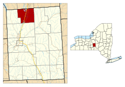 Location within Cortland County and New York