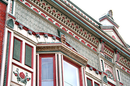 Neoclassical - Polychrome architectural detail in Kendallville, Indiana, USA, unknown architect, 1892