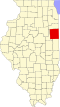 State map highlighting Iroquois County