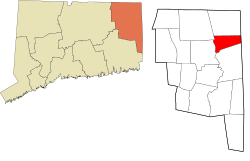 Putnam's location within the Northeastern Connecticut Planning Region and the state of Connecticut