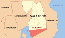 Map of Davao de Oro with Pantukan highlighted