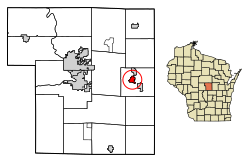 Location of Amherst Junction in Portage County, Wisconsin.