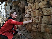 Corinna Wessels-Mevissen examining the temple