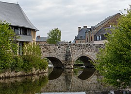 The old bridge over the Sélune river in Ducey-Les Chéris