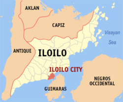 Map of Western Visayas with Iloilo City highlighted
