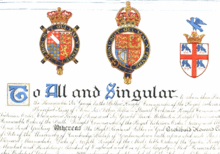 Detail of the grant of arms to Archibald Cullen