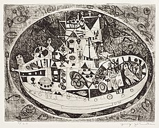 "Ship and Storm" (1949), etching