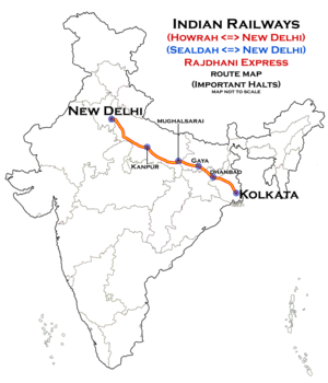 (New Delhi - Howrah) Rajdhani Express (via Gaya) route map