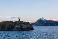 Northern Polar Circle Globe on Vikingen island marking the Arctic Circle in Norway