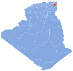 Map of Algeria highlighting Souk Ahras Province