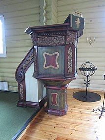 View of the pulpit inside the church