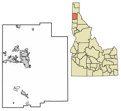 Location of Worley in Kootenai County, Idaho.