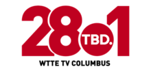 In red, the number "28.1" in a DIN sans serif, letters cut out from each other. The period is large and contains the designation "TBD." (including period). Beneath are the words "W T T E TV Columbus" in black.