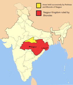 The Marathas of Nagpur at their greatest extent.[1]