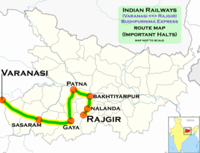 Budhpurnima Express (Varanasi - Rajgir) route map
