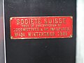 Builder's Plate of Swiss Locomotive and Machine Works Societe Suisse locomotive No 434 of 1886 0-4-4T at the Finnish Railway Museum