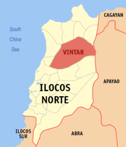 Map of Ilocos Norte with Vintar highlighted
