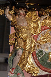 One of the caryatides supporting the pulpit canopy