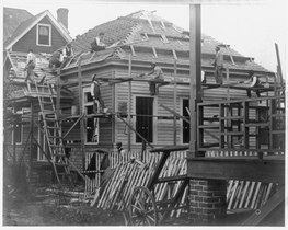 A simple putlog type scaffolding and roof brackets, 1899