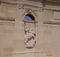 Ernest Gillick's relief depicting St George fighting the dragon on the Vis-en-Artois Memorial to the Missing.