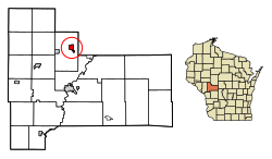 Location of Merrillan in Jackson County, Wisconsin.