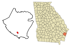 Location in McIntosh County and the state of Georgia