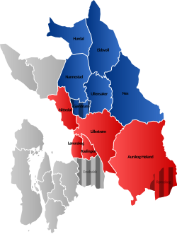 Map of Romerike including municipalities