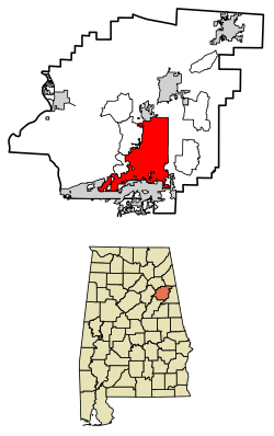 Location of Anniston in Calhoun County, Alabama.