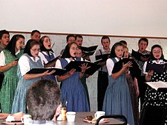 Schmiedeleut Hutterites singing a hymn
