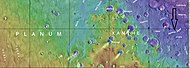 Map showing location of the Hypanis Valles (indicated with an arrow) and nearby features