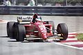 By 1995, the team had received primary sponsorship from Marlboro. This is Jean Alesi driving the Ferrari 412T2 at that year's Canadian Grand Prix to win his first Grand Prix victory.