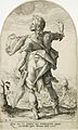 Engraving of Samson raising the jawbone, part 2 of Heroes of the Old Testament: Jahel, Samson, David, Judith by Jacob Matham