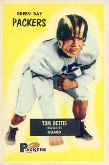 Bettis' Bowman trading card showing him crouching in uniform